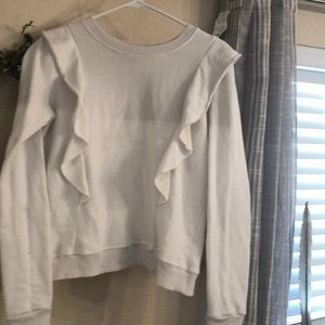 White ruffle sweater